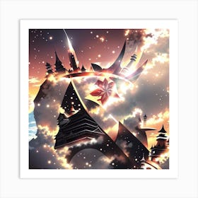 Fantasy Castle In The Sky 2 Art Print