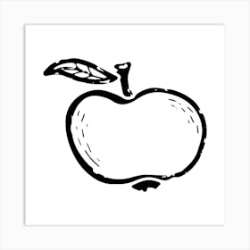 Apple. Ink texture doodle. Black and white illustration, Bauhaus Art Print