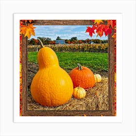 Pumpkins In Hay Art Print