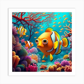 Under The Sea Beautiful Color Fish Swimming Betw (3) Art Print