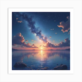 Elegant Watercolor Of A Distant Cosmic Horizon 1 Art Print