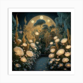 Gilded Garden Nocturnal Blooms (5) Art Print