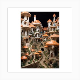 Mushroom Village Postcard Art Print