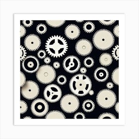 Gears On A Black Background 23 Art Print