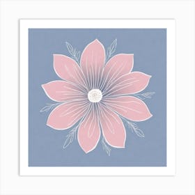 A White And Pink Flower In Minimalist Style Square Composition 480 Art Print