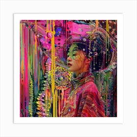 Girl In A Colorful Dress Art Print