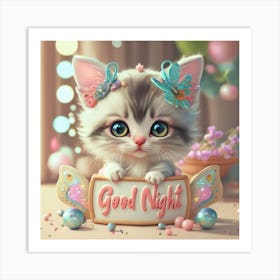 Good Night Kitten Art Print