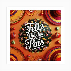 Feliz dia dos Pais typographic Happy fathers day for brazilian portuguese language greeting card postcard and congratulation fathers day dad,daddy,father,fathers day,dad,pai,family illustration wall art, clop artFiesta De Dias Dos Pares Art Print