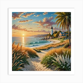 Sunset At The Beach 4 Art Print