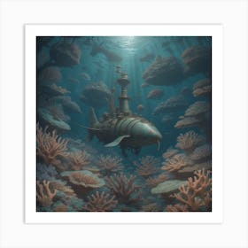 Submarine In The Ocean 1 Art Print