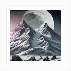 Full Moon Over Mountains Art Print