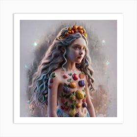 Girl With Fruit On Her Body 2 Art Print