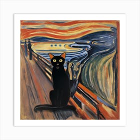 Edvard Munch black cat scream 1 Art Print