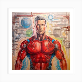 Ncmoore Superhuman Build Blueprintpencil Sketch Colorfull Backg 90f1a72e 0032 4856 85bb 4a72da68b097 Art Print