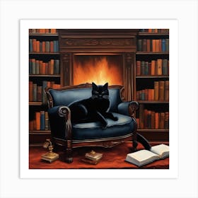 Black Cat Ii Curled Up Art Print