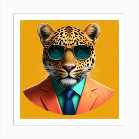 Leopard In A Suit Art Print