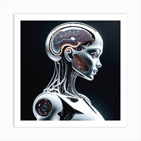 Robot Woman With Brain Art Print