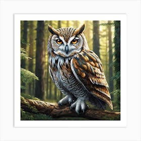 Owl In The Forest 199 Art Print