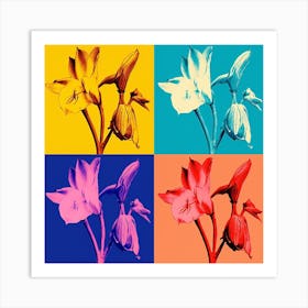 Andy Warhol Style Pop Art Flowers Bluebell 1 Square Art Print