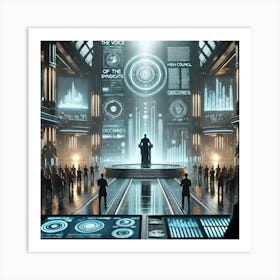 A Futuristic Scene Focusing On The Voice Of The S Art Print