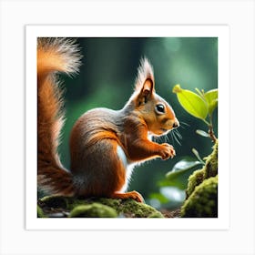 Red Squirrel In The Forest 39 Art Print