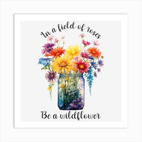 Wildflowers In A Mason Jar Art Print