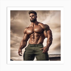 Muscular Bodybuilder Art Print