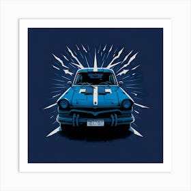 Car Blue Artwork Of Graphic Design Flat (107) Art Print