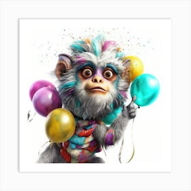 Monkey With Balloons 8 Art Print