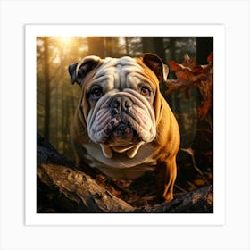 Bulldog In The Forest 2 Art Print