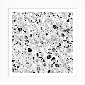 Black And White Doodles 1 Art Print