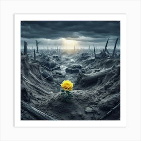 Yellow Rose In The Ruins Art Print