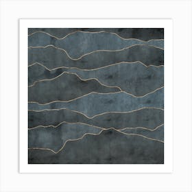 Mountain Range - Square Petrol Art Print