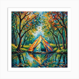 Tent In The Forest Art Print