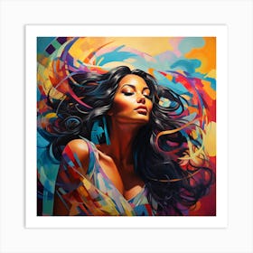 Woman With Long Hair 1 Art Print