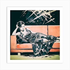 Woman Laying On A Couch Art Print