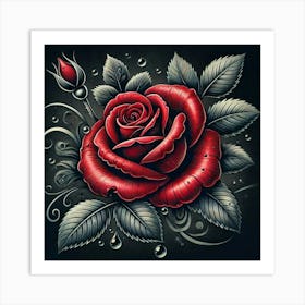 Tattoo Rose 2 Art Print