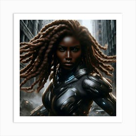 Black Futuristic Warrior Woman-4 Art Print