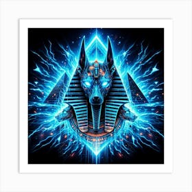 Neon Anubis, Egyptian Art Print