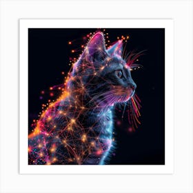 Cat made of Lights Art Print