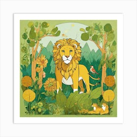 Lion In The Forest Art Print