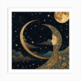 Moon And Stars 7 Art Print