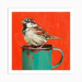 Sparrow In A Cup 2 Art Print