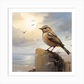 Bird On A Rock Art Print