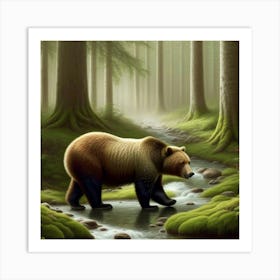 Brown Bear In The Forest Art Print