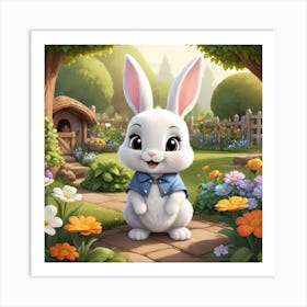 Fluffy White Bunny Art Print