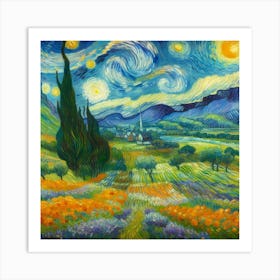 Starry Night In The Valley Art Print