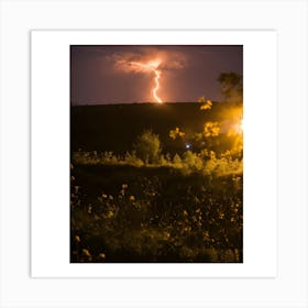 Lightning Strike At Night Art Print