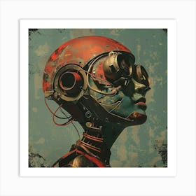 Grungy Cyborg Portrait Art Print