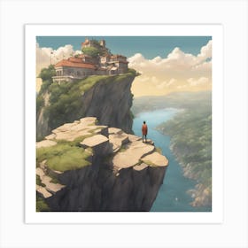 Man On A Cliff Art Print